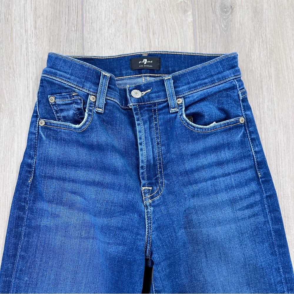 7 for all mankind cropped Alexa jeans with cut hem medium wash blue size 24 - Picture 5 of 10